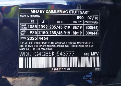 2019 Mercedes-Benz Gla 250 4Matic z USA, uszkodzony, nr VIN WDCTG4GB5KJ543777